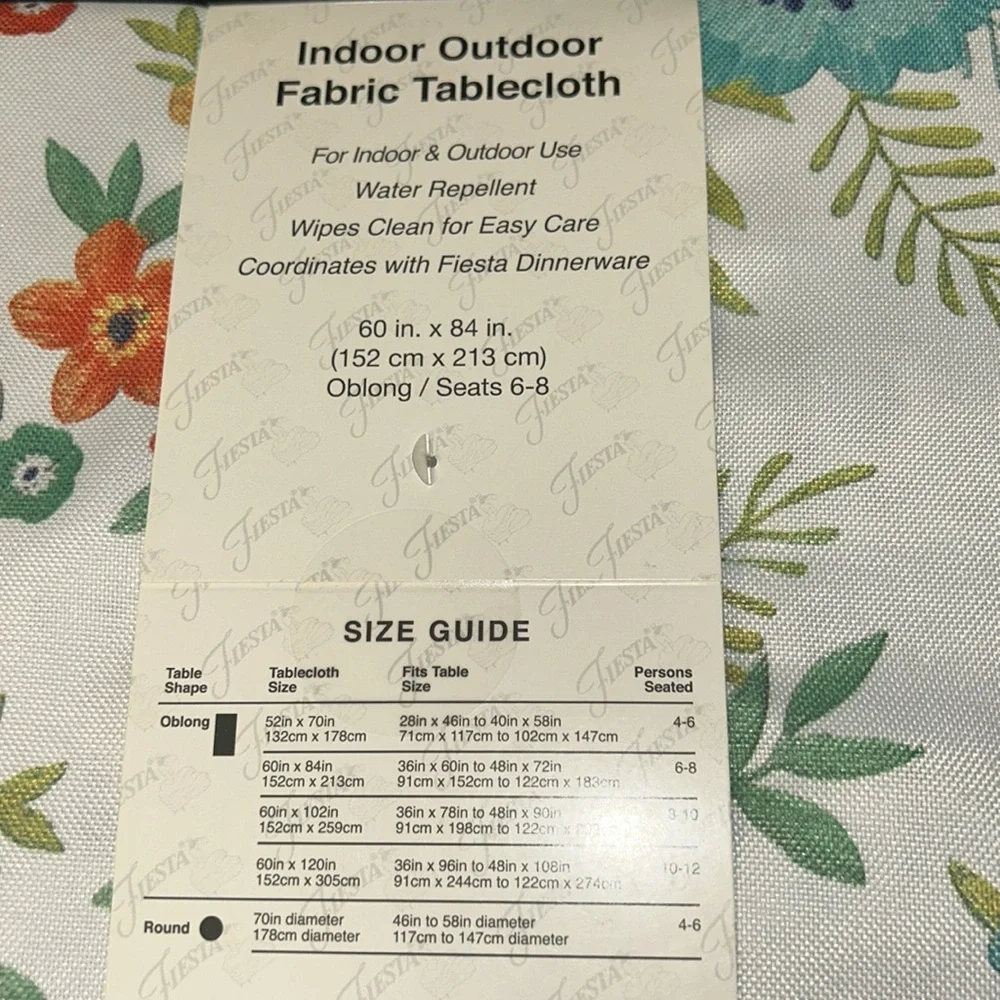 NWT Fiesta Floral Fabric Tablecloth
